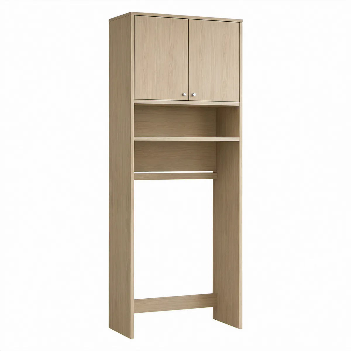 Armário sobre Máquina de Lavar Roupa com 2 Portas, Carvalho Claro, 64 x 25 x 190 cm