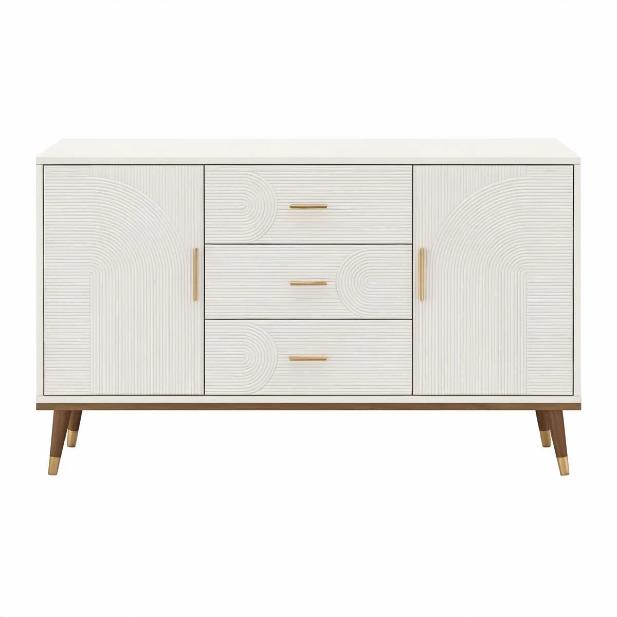 Aparador Retangular em MDF Branco com 2 Portas e 3 Gavetas, 160 x 40 x 85 cm