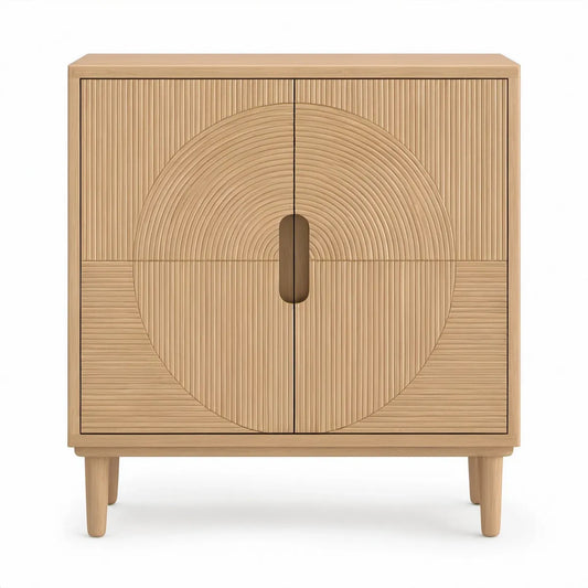 Aparador Alto Retangular em MDF Carvalho Claro com 2 Portas, 80 x 40 x 100 cm