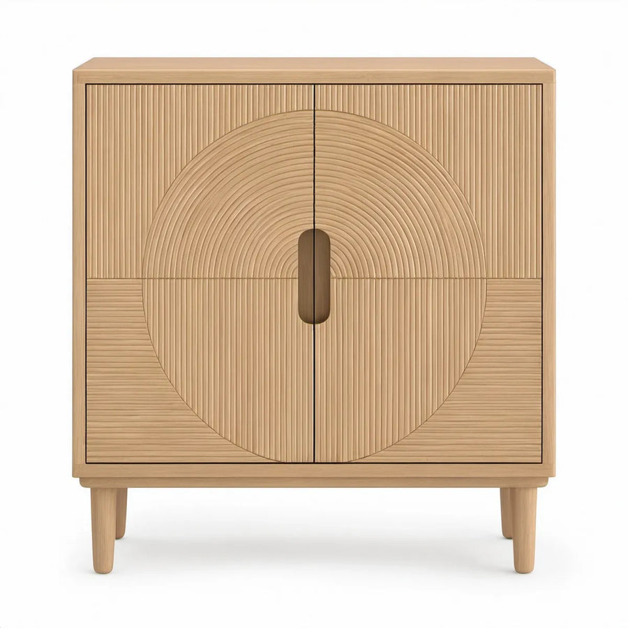 Aparador Alto Retangular em MDF Carvalho Claro com 2 Portas, 80 x 40 x 100 cm