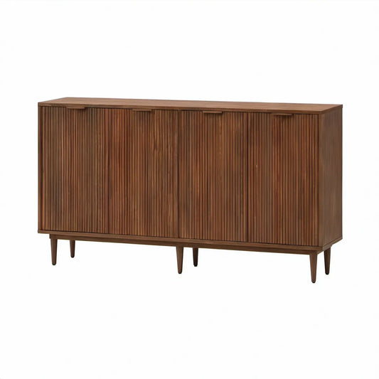 Aparador Retangular em MDF Folheado a Nogueira Castanho, 160 x 40 x 80 cm